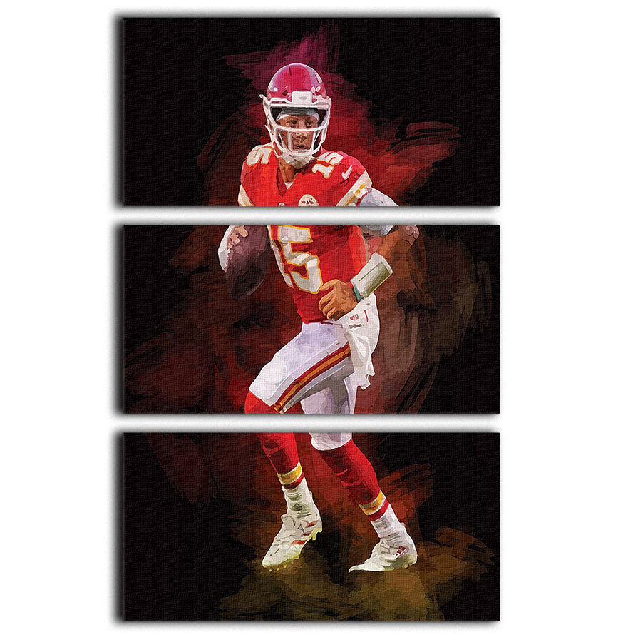 Patrick Mahomes 3 Split Panel Canvas Print - Canvas Art Rocks - 1