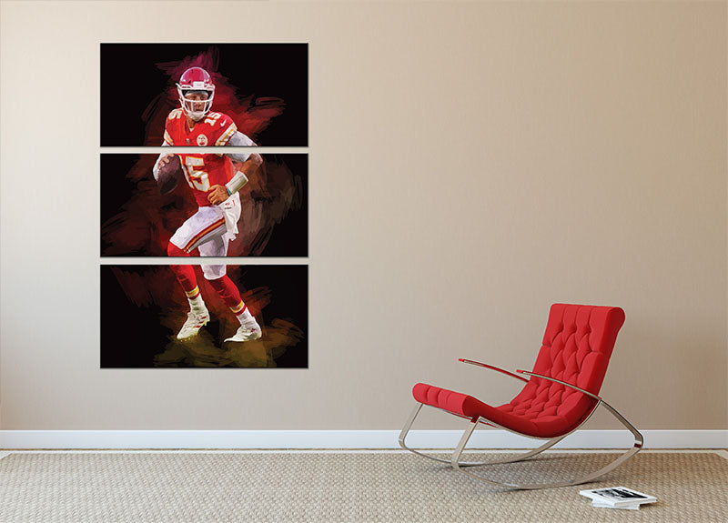 Patrick Mahomes 3 Split Panel Canvas Print - Canvas Art Rocks - 2