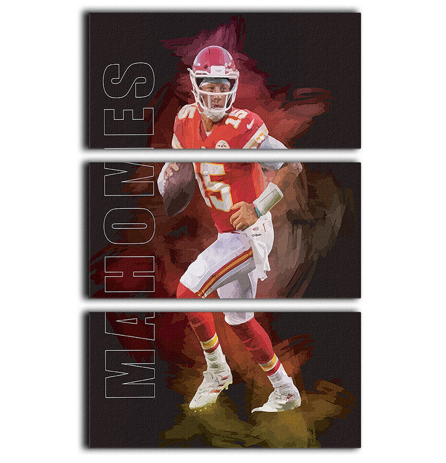 Patrick Mahomes Abstract 3 Split Panel Canvas Print - Canvas Art Rocks - 1