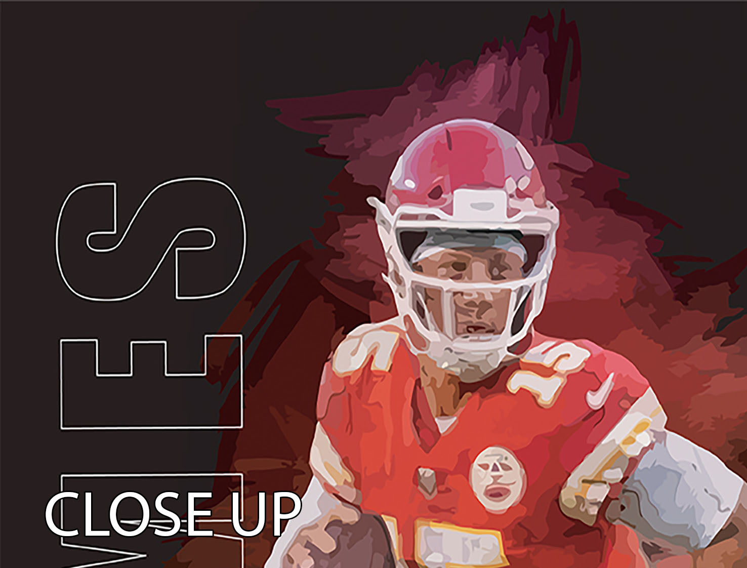 Patrick Mahomes Abstract 3 Split Panel Canvas Print - Canvas Art Rocks - 3