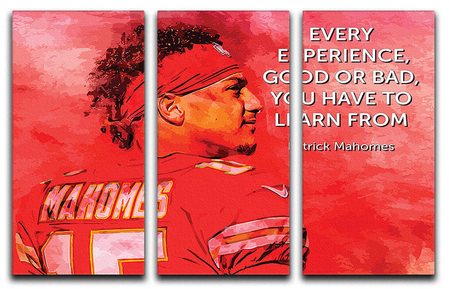 Patrick Mahomes Quote 3 Split Panel Canvas Print - Canvas Art Rocks - 1