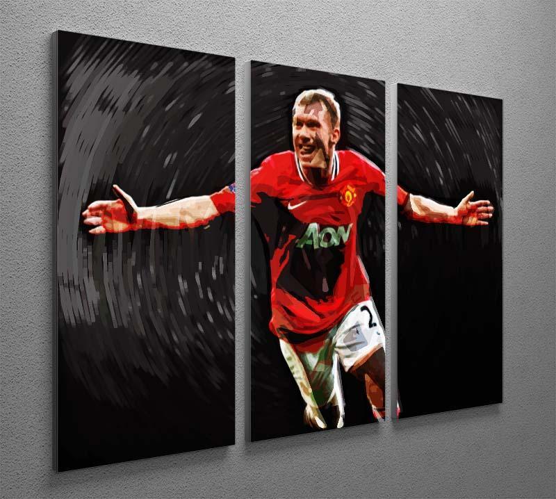 Paul Scholes Man United 3 Split Panel Canvas Print - Canvas Art Rocks - 2