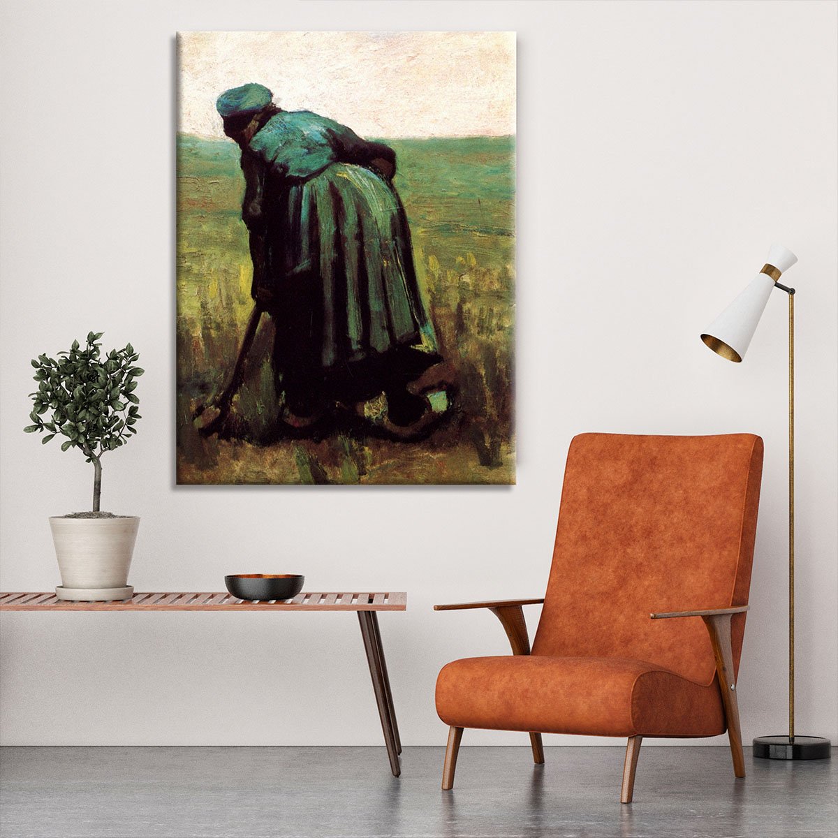 Peasant Woman Digging by Van Gogh Canvas Print or Poster