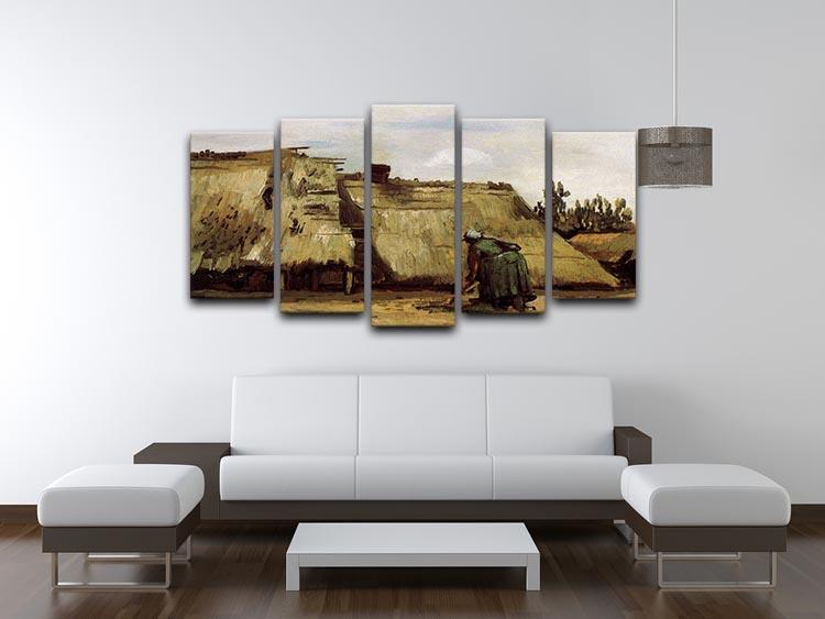 Peasant Woman Digging in Front of Her Cottage by Van Gogh 5 Split Panel Canvas - Canvas Art Rocks - 3