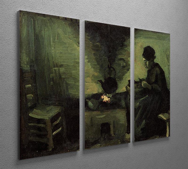 Peasant Woman by the Fireplace by Van Gogh 3 Split Panel Canvas Print - Canvas Art Rocks - 4