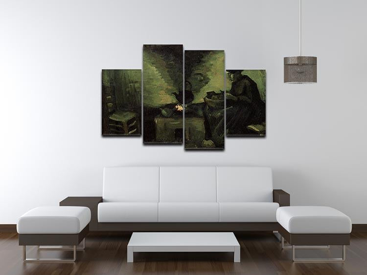 Peasant Woman by the Fireplace by Van Gogh 4 Split Panel Canvas - Canvas Art Rocks - 3