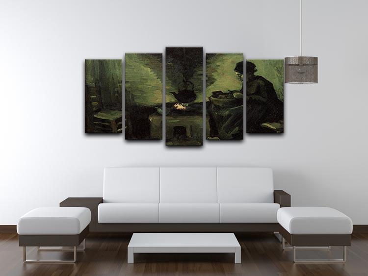 Peasant Woman by the Fireplace by Van Gogh 5 Split Panel Canvas - Canvas Art Rocks - 3