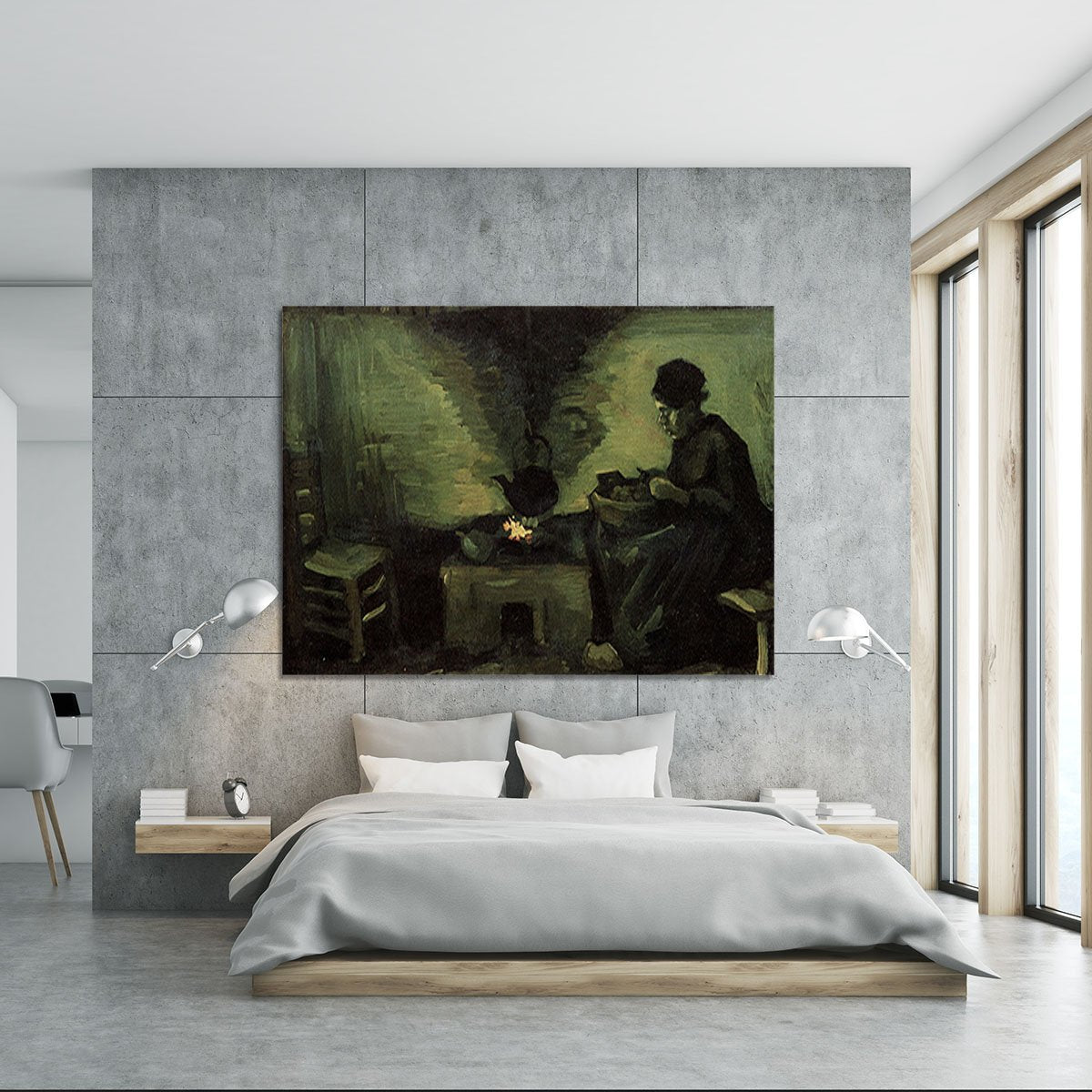 Peasant Woman by the Fireplace by Van Gogh Canvas Print or Poster
