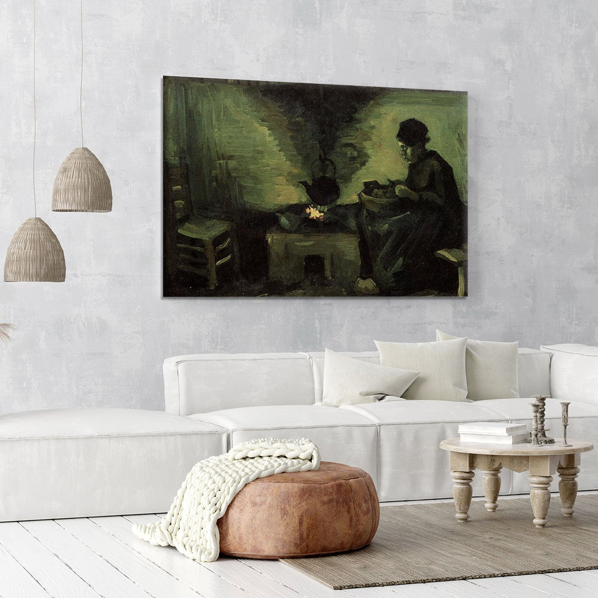 Peasant Woman by the Fireplace by Van Gogh Canvas Print or Poster