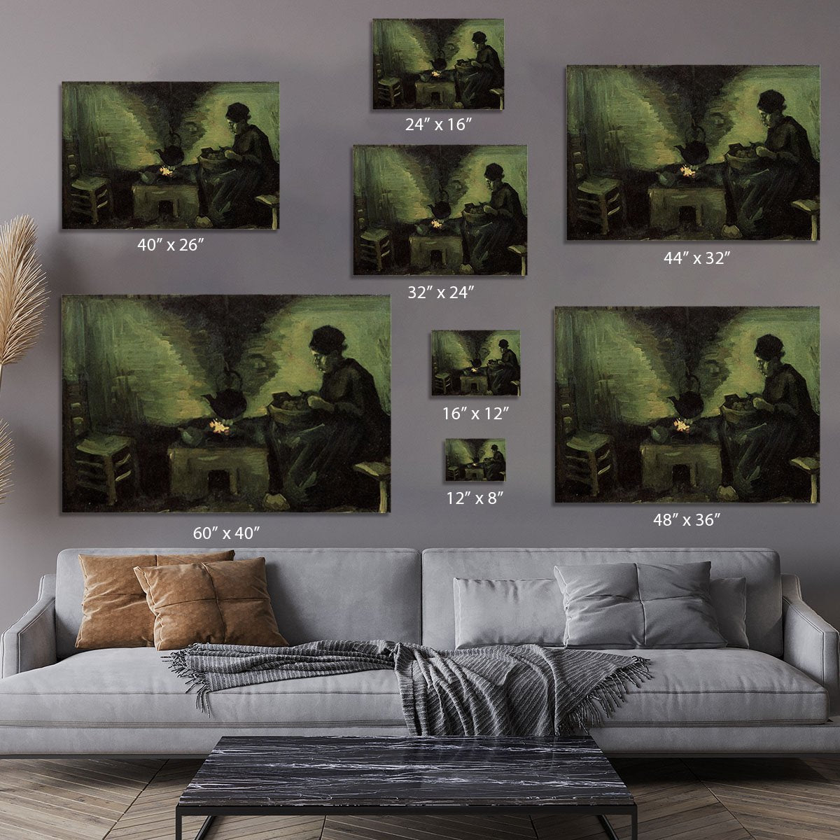 Peasant Woman by the Fireplace by Van Gogh Canvas Print or Poster