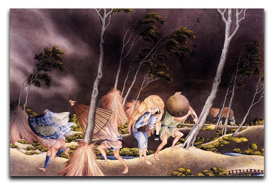 Peasants surprised by a violent storm by Hokusai Canvas Print or Poster  - Canvas Art Rocks - 1