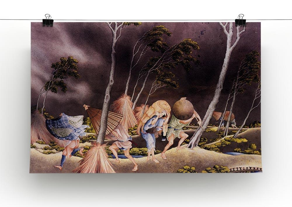 Peasants surprised by a violent storm by Hokusai Canvas Print or Poster - Canvas Art Rocks - 2