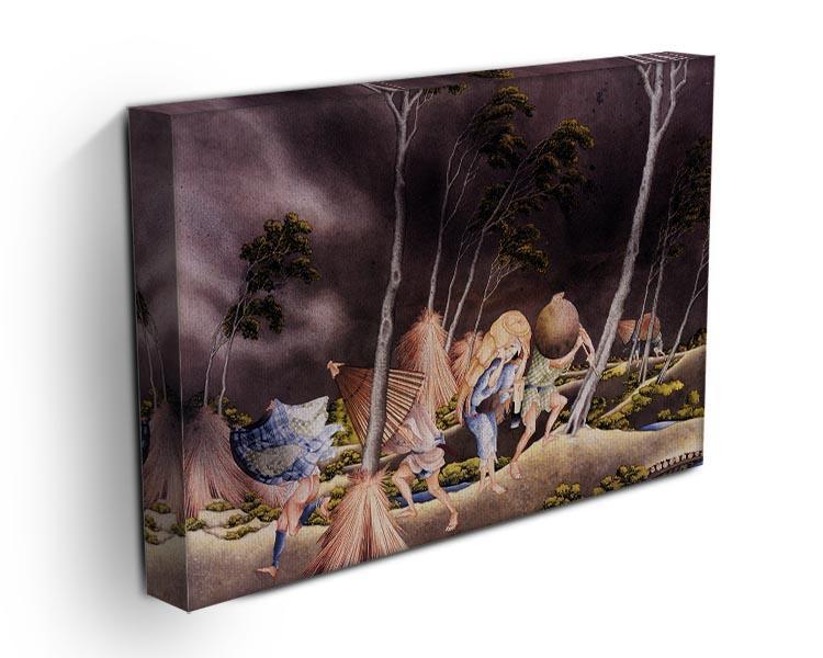 Peasants surprised by a violent storm by Hokusai Canvas Print or Poster - Canvas Art Rocks - 3