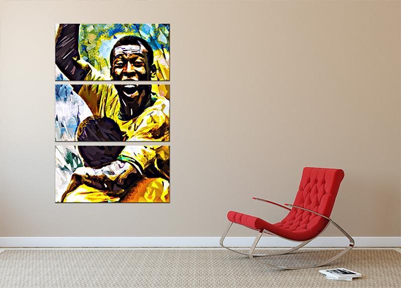 Pele Pop Art 3 Split Panel Canvas Print - Canvas Art Rocks - 2