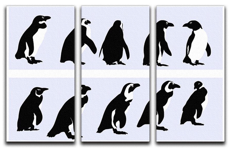 Penguins vector 3 Split Panel Canvas Print - Canvas Art Rocks - 1