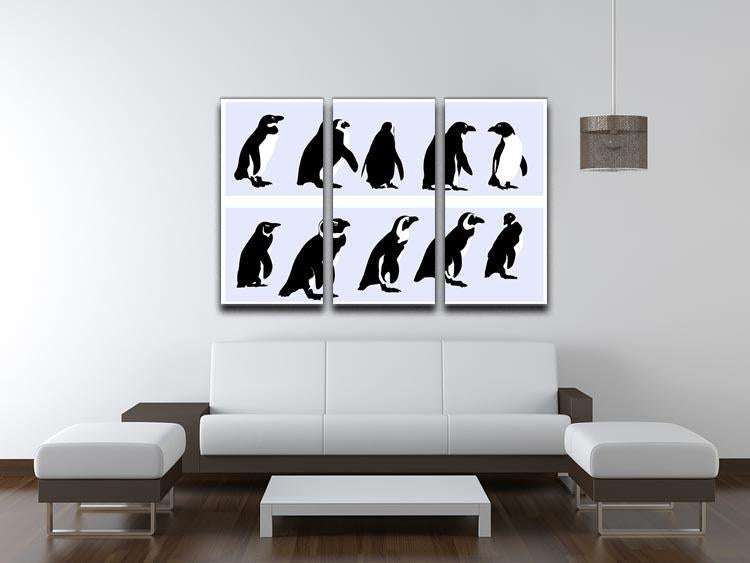 Penguins vector 3 Split Panel Canvas Print - Canvas Art Rocks - 3