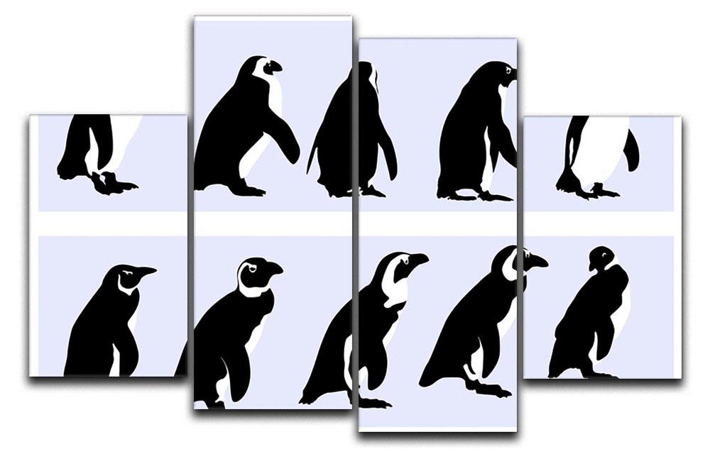 Penguins vector 4 Split Panel Canvas - Canvas Art Rocks - 1