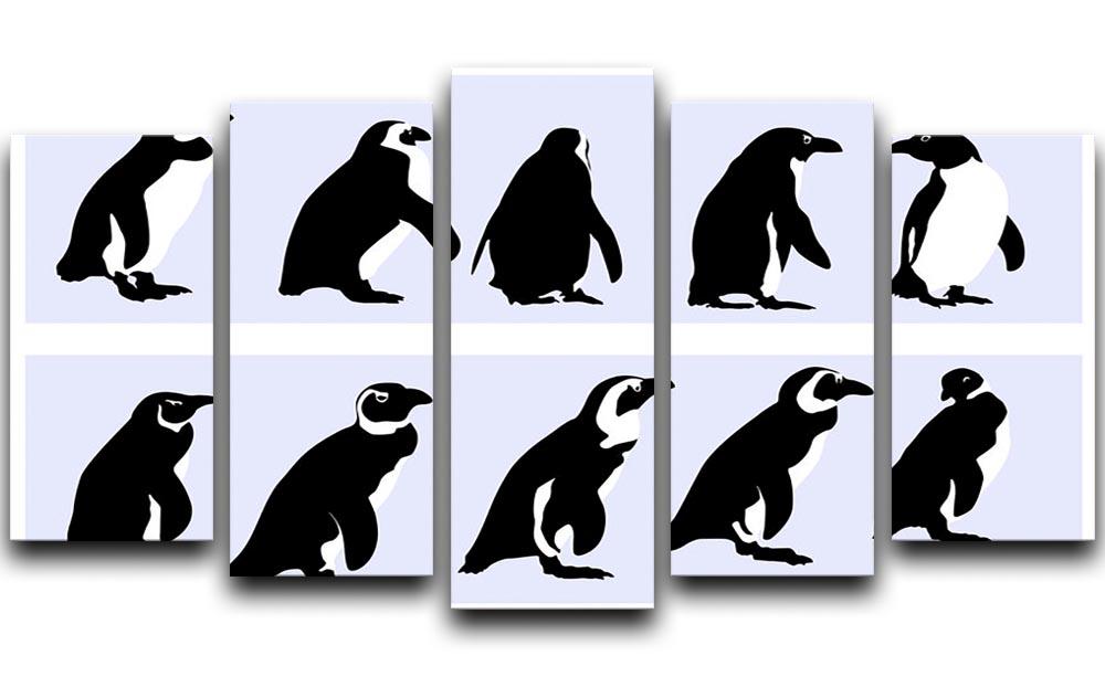 Penguins vector 5 Split Panel Canvas - Canvas Art Rocks - 1