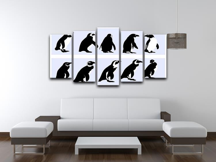Penguins vector 5 Split Panel Canvas - Canvas Art Rocks - 3