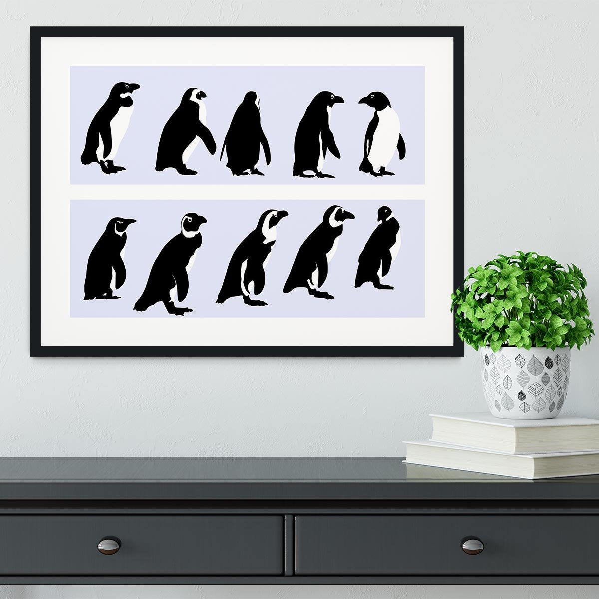 Penguins vector Framed Print - Canvas Art Rocks - 1