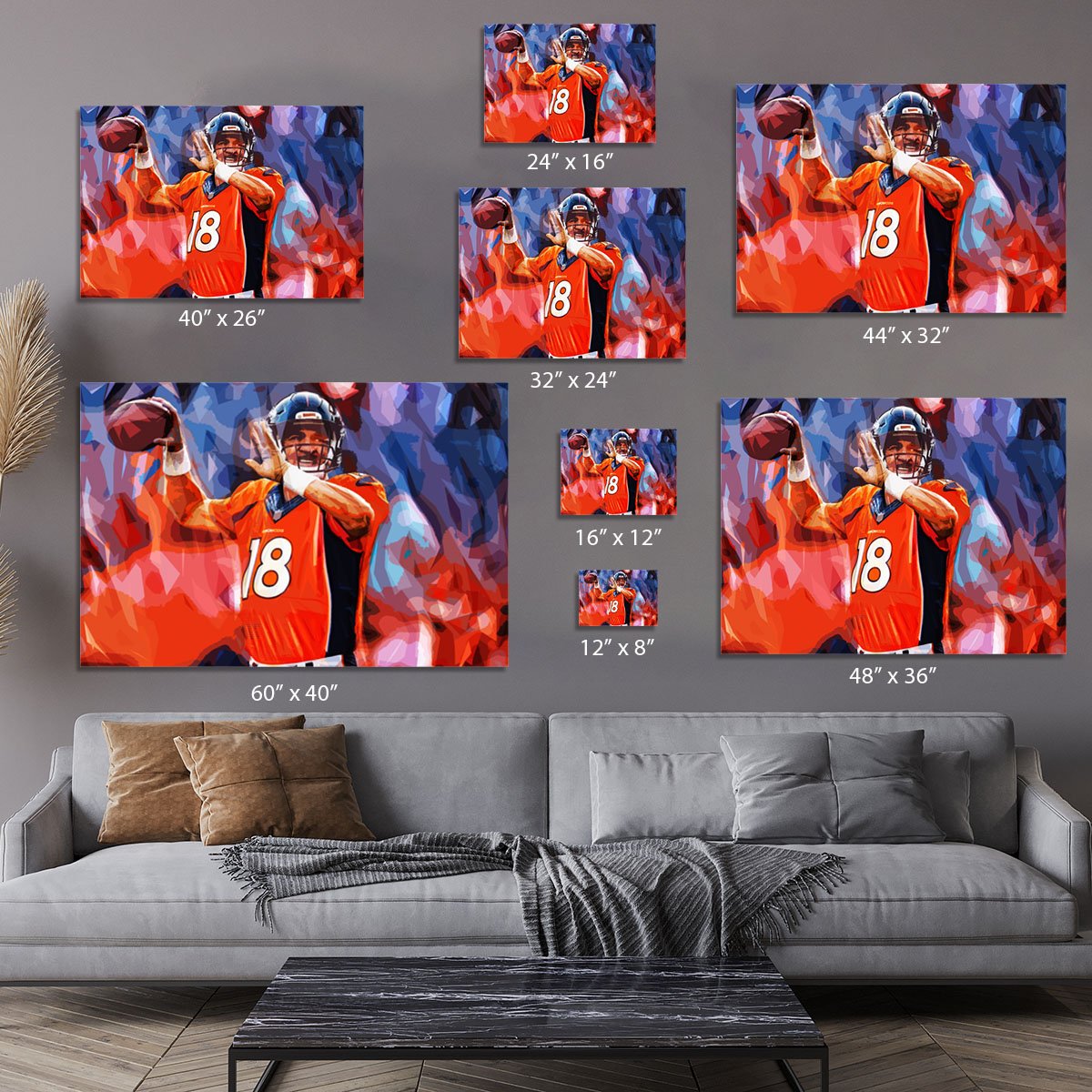 Peyton Manning Denver Broncos Canvas Print or Poster