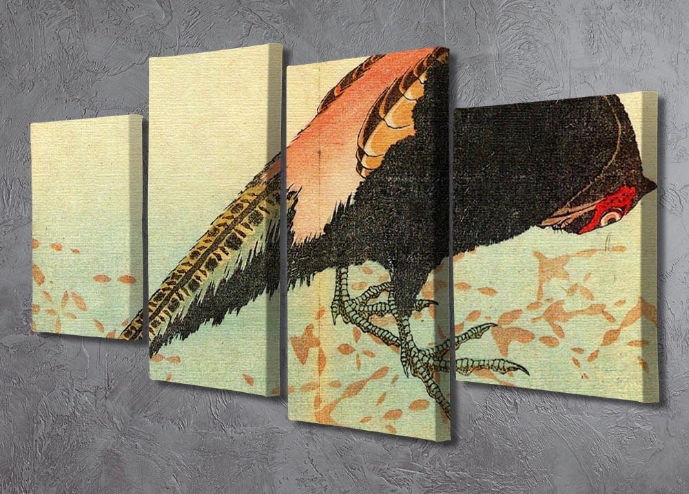 Pheasant on the snow by Hokusai 4 Split Panel Canvas - Canvas Art Rocks - 2