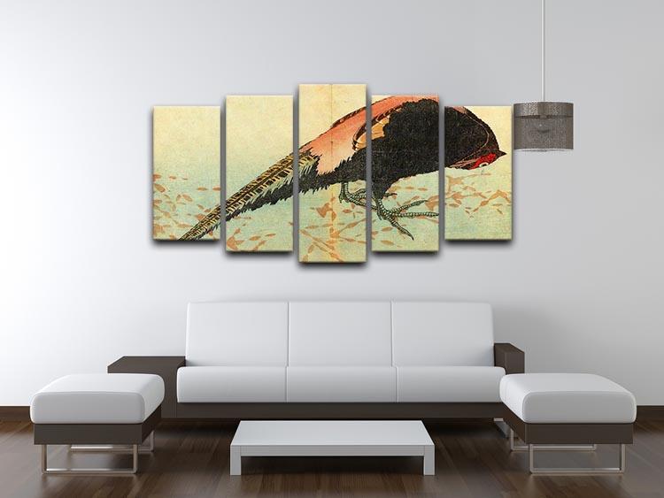 Pheasant on the snow by Hokusai 5 Split Panel Canvas - Canvas Art Rocks - 3