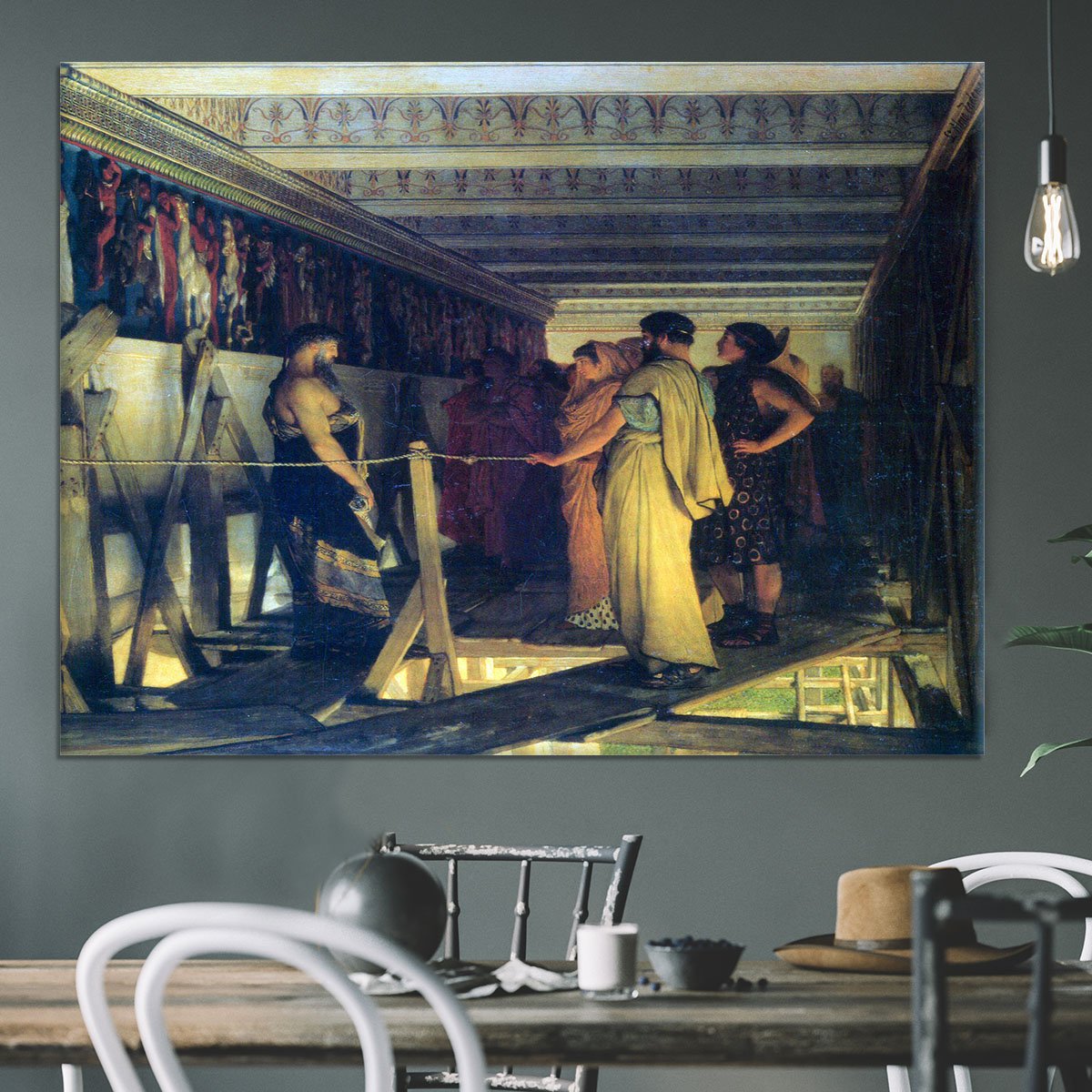 Phidias shows his friends from the Parthenon frieze detail by Alma Tadema Canvas Print or Poster