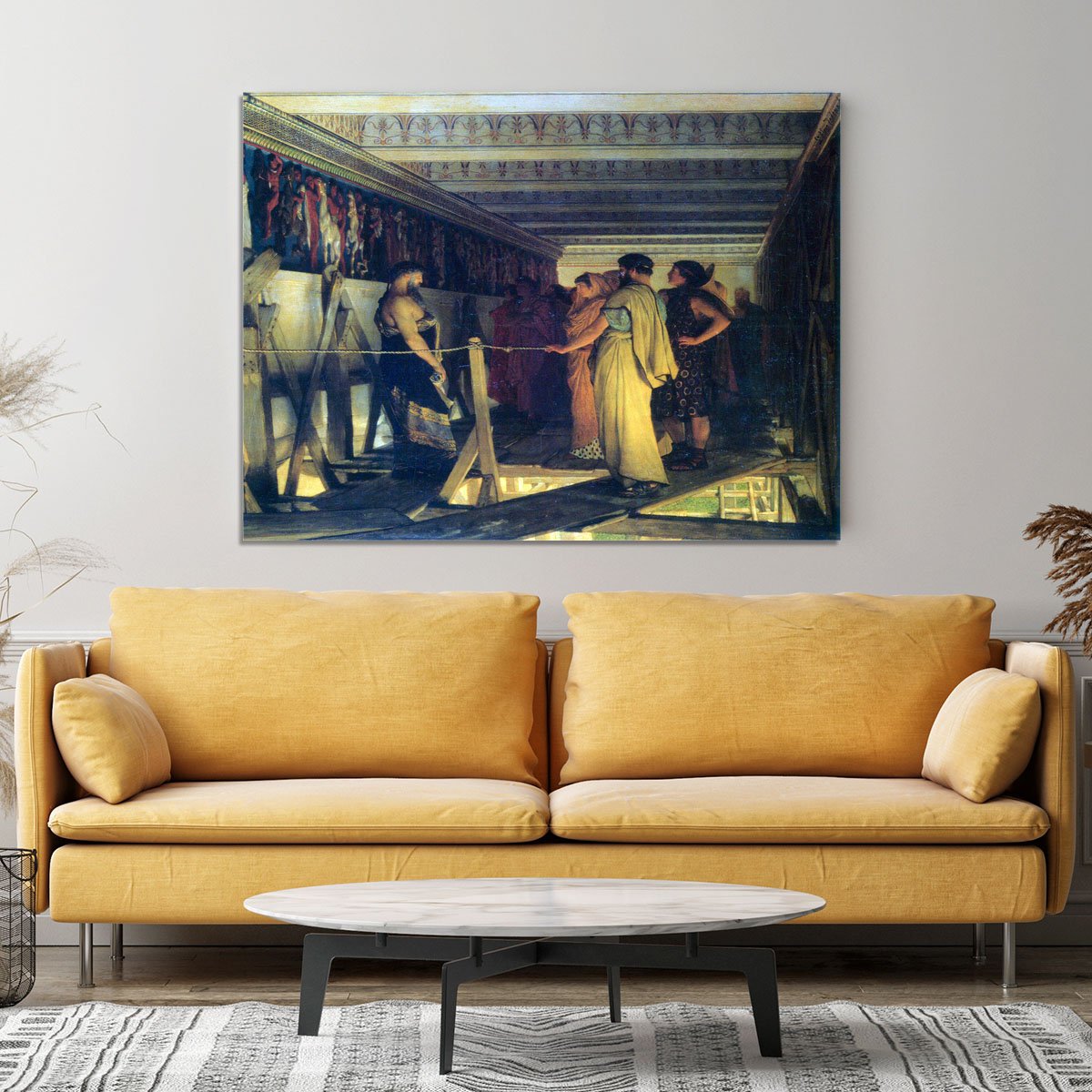 Phidias shows his friends from the Parthenon frieze detail by Alma Tadema Canvas Print or Poster
