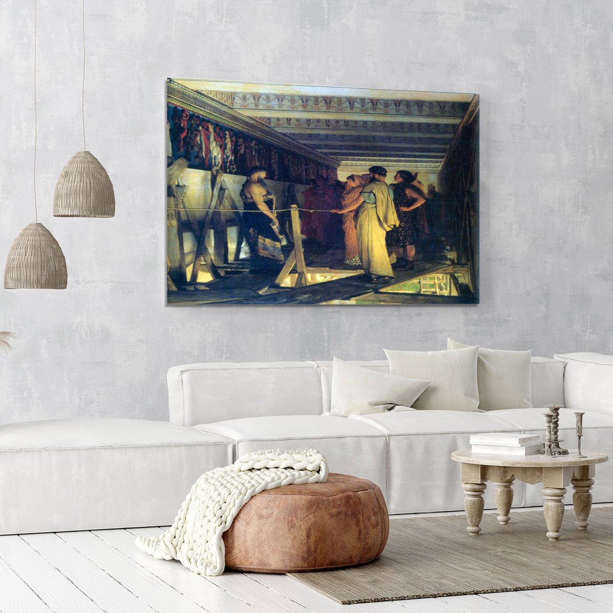 Phidias shows his friends from the Parthenon frieze detail by Alma Tadema Canvas Print or Poster