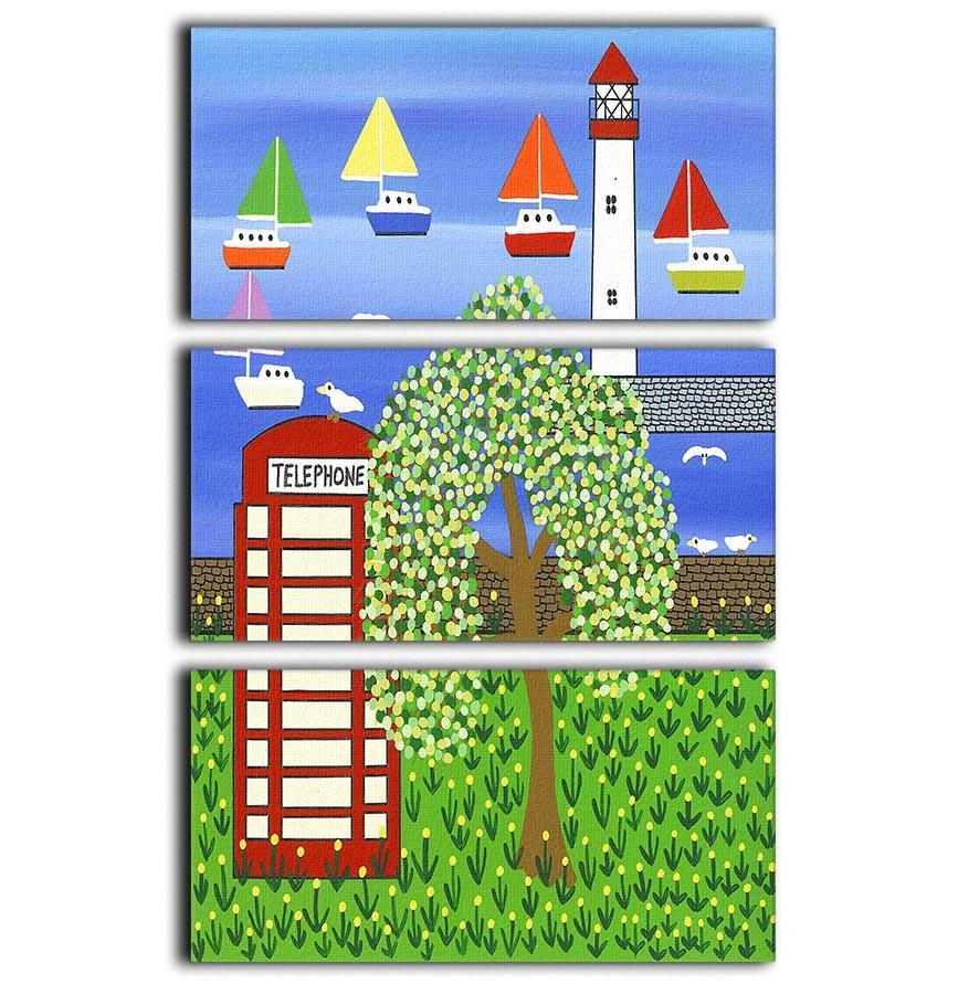 Phone box in spring by Gordon Barker 3 Split Panel Canvas Print - Canvas Art Rocks - 1