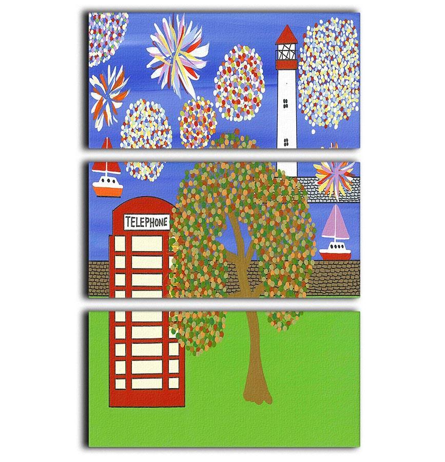 Phone box in the autumn by Gordon Barker 3 Split Panel Canvas Print - Canvas Art Rocks - 1