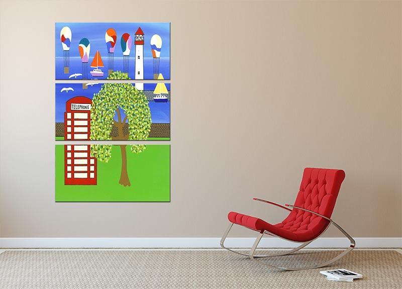 Phone box in the summer by Gordon Barker 3 Split Panel Canvas Print - Canvas Art Rocks - 2