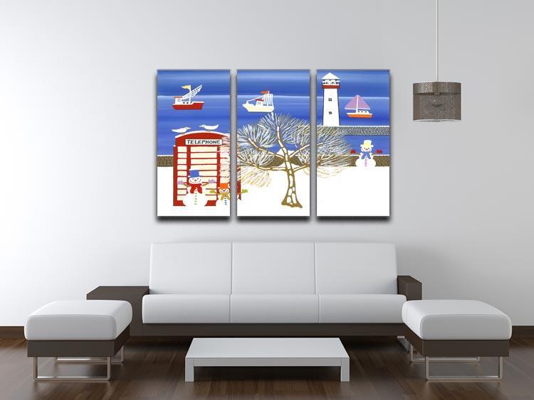 Phone box in winter by Gordon Barker 3 Split Panel Canvas Print - Canvas Art Rocks - 3