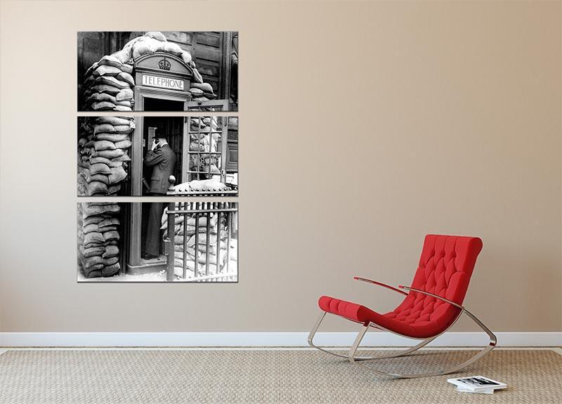 Phone box with sandbags 3 Split Panel Canvas Print - Canvas Art Rocks - 2