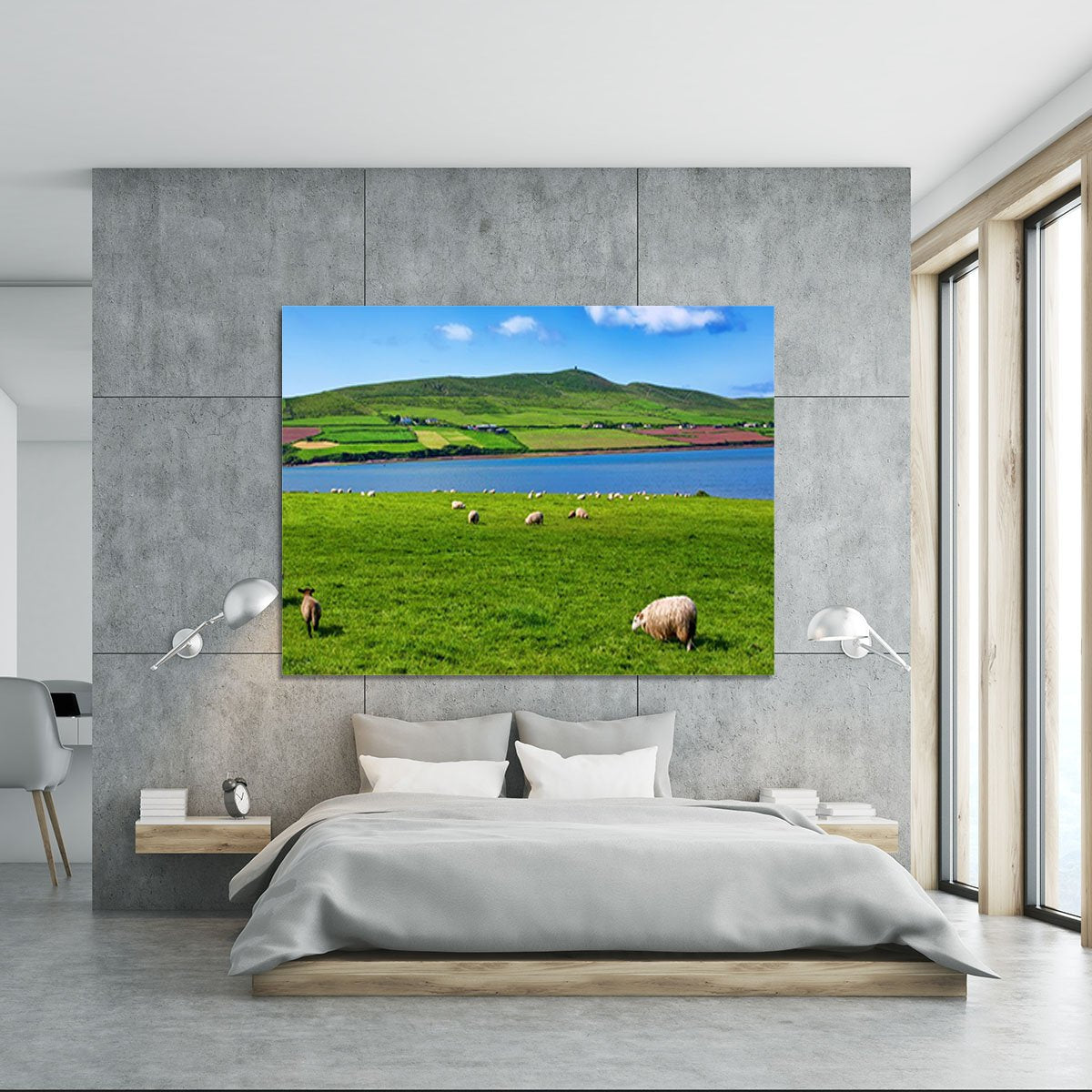 Photo sheep in rural landscape for farming Canvas Print or Poster