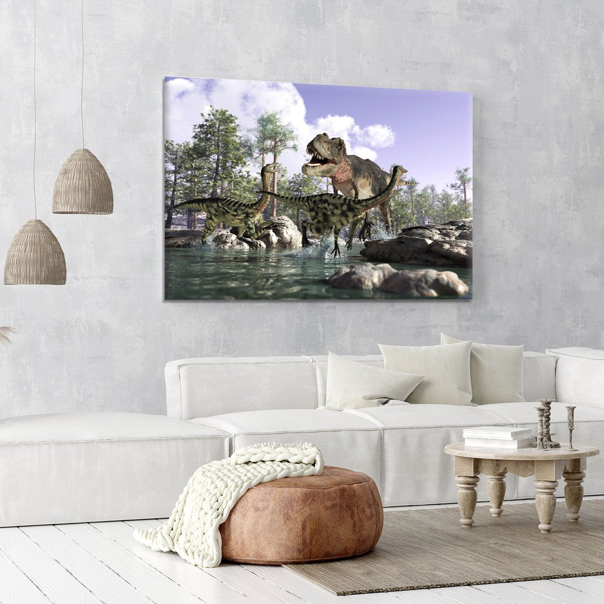Photorealistic 3 D scene of a Tyrannosaurus Rex Canvas Print or Poster
