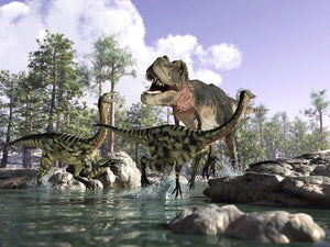 Photorealistic 3 D scene of a Tyrannosaurus Rex Wall Mural Wallpaper - Canvas Art Rocks - 1