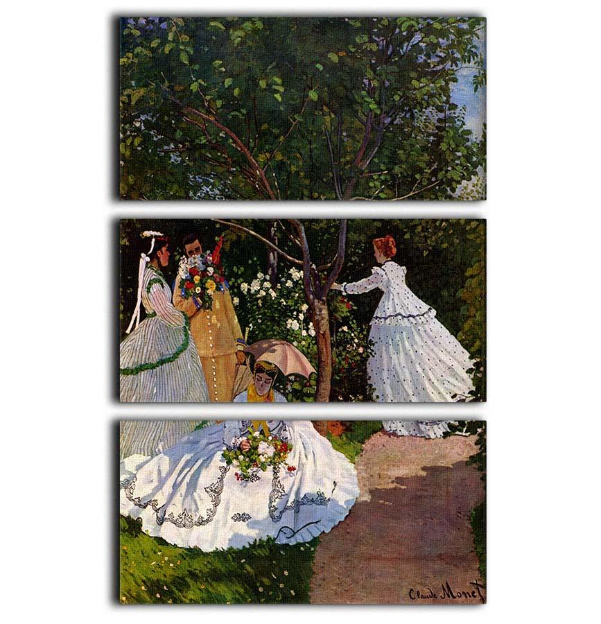 Picnic by Monet 3 Split Panel Canvas Print - Canvas Art Rocks - 1