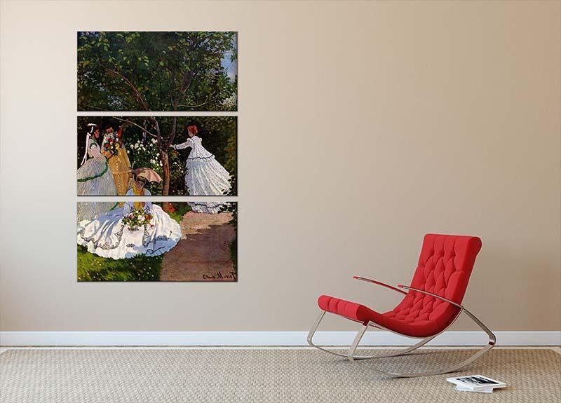 Picnic by Monet 3 Split Panel Canvas Print - Canvas Art Rocks - 2