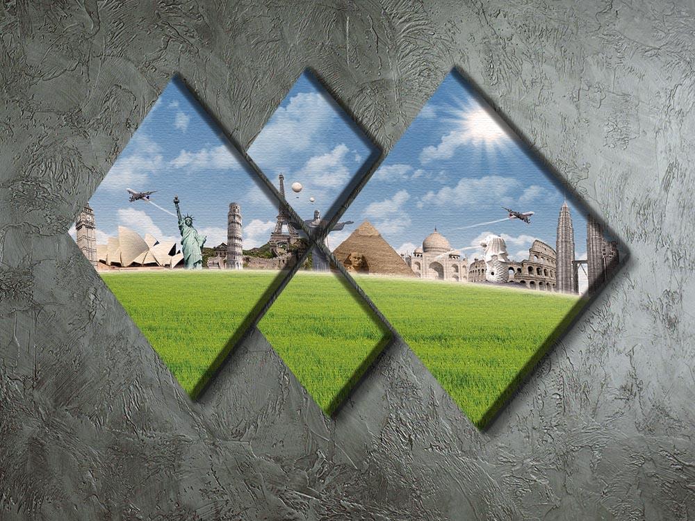 Picture of different landmarks 4 Square Multi Panel Canvas  - Canvas Art Rocks - 2