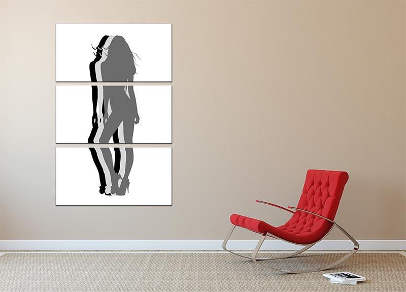 Pin-Up Silhouette 3 Split Panel Canvas Print - Canvas Art Rocks - 2