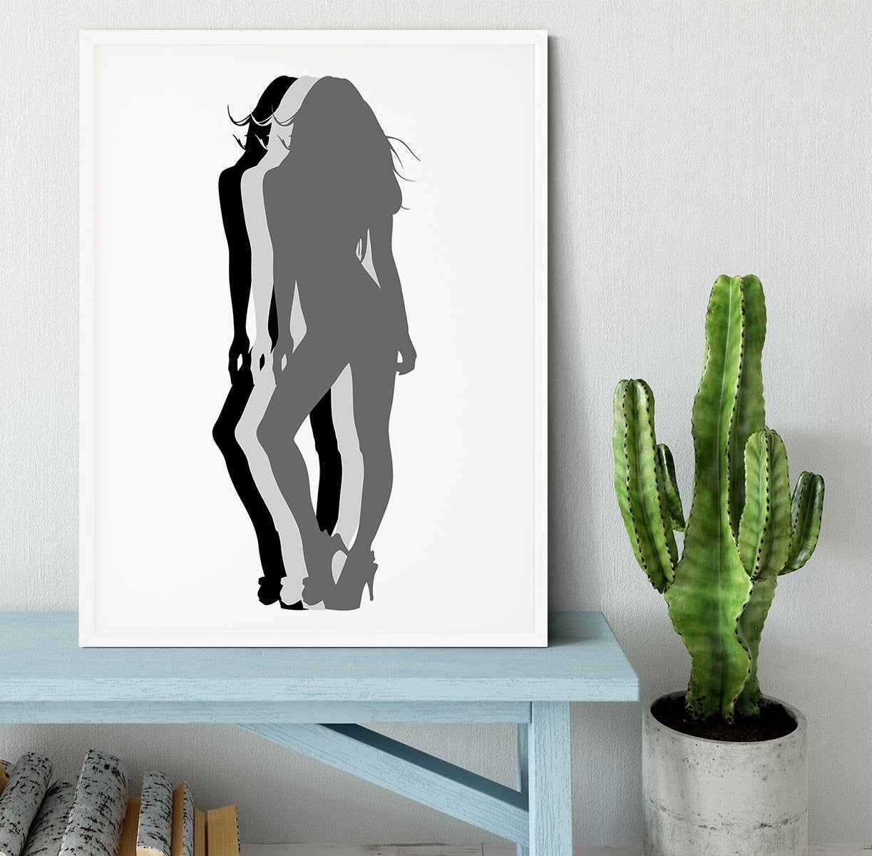 Pin-Up Silhouette Framed Print - Canvas Art Rocks -6