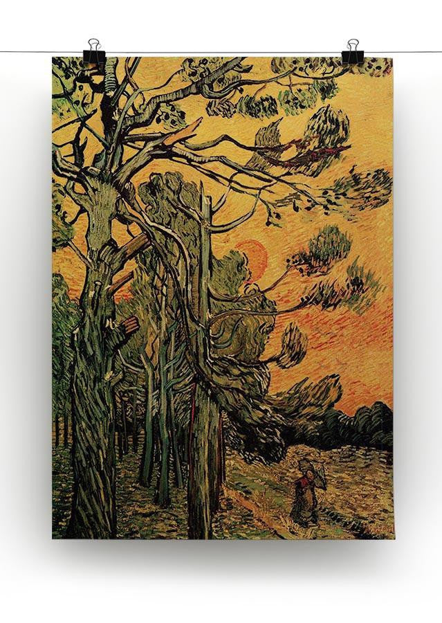 Pine Trees against a Red Sky with Setting Sun by Van Gogh Canvas Print & Poster - Canvas Art Rocks - 2
