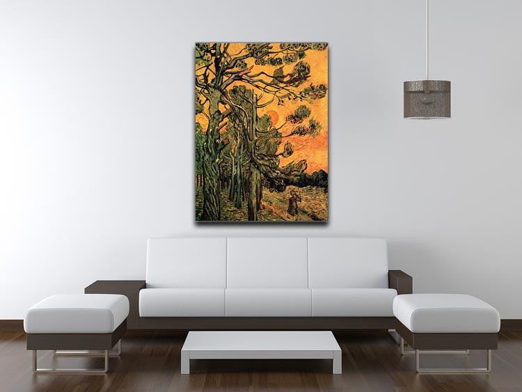 Pine Trees against a Red Sky with Setting Sun by Van Gogh Canvas Print & Poster - Canvas Art Rocks - 4