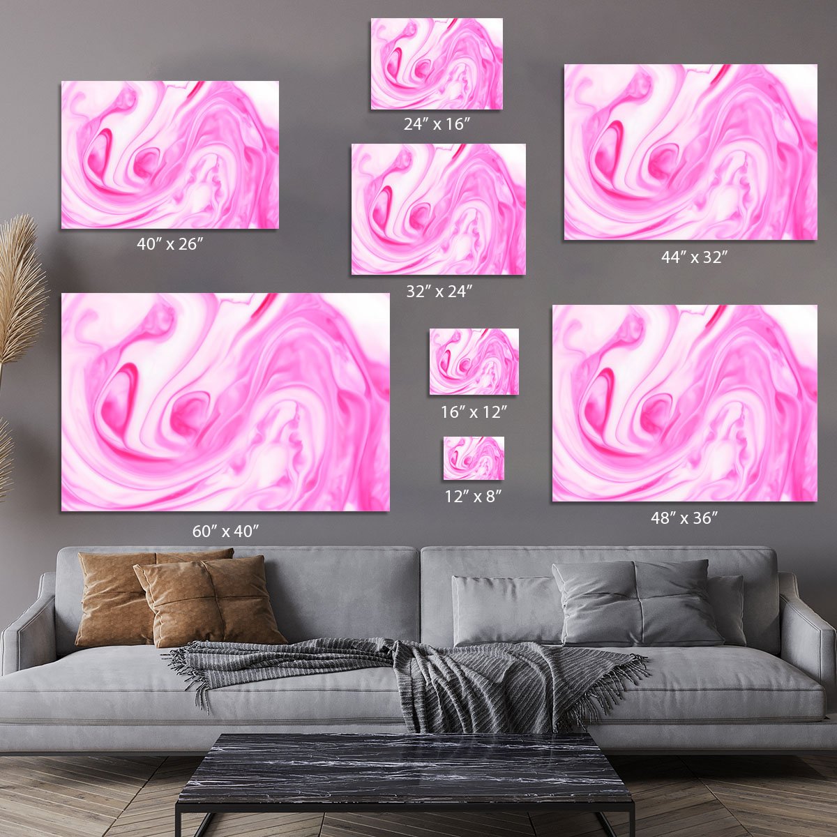 Pink Abstract Swirl Canvas Print or Poster