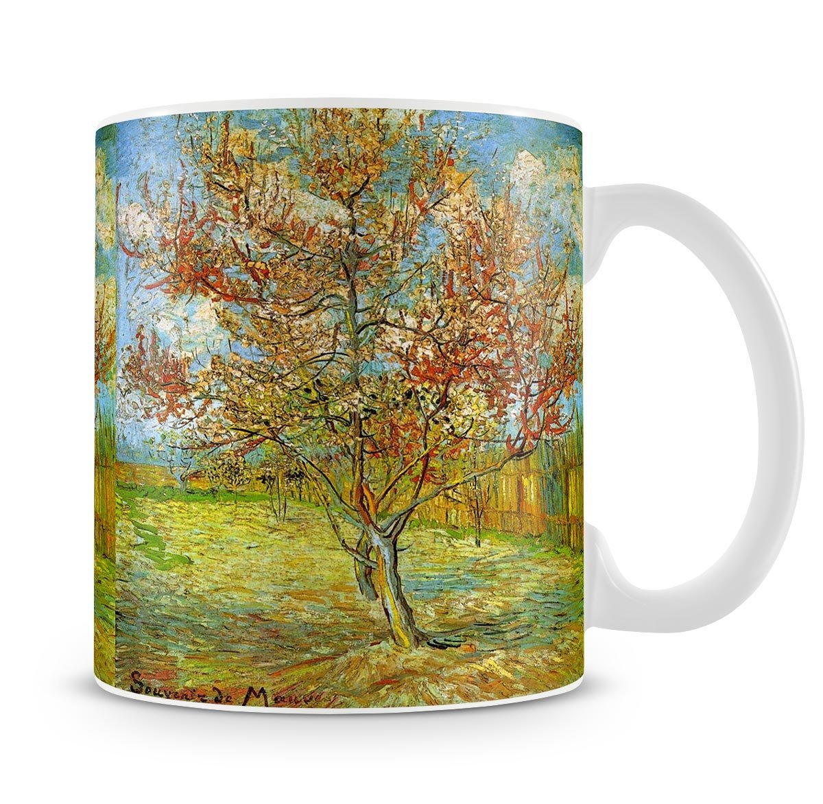 Pink Peach Tree in Blossom Reminiscence of Mauve by Van Gogh Mug - Canvas Art Rocks - 4
