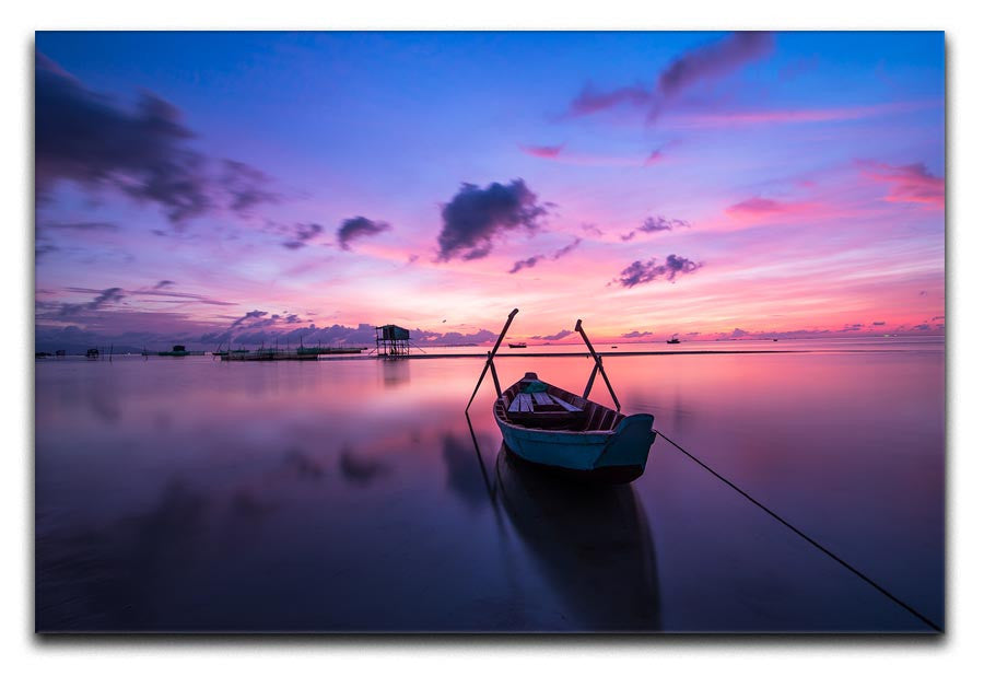 Pink Sunrise Over Lake Print - Canvas Art Rocks - 1