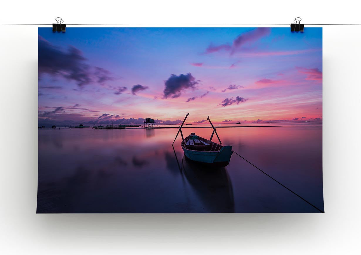 Pink Sunrise Over Lake Print - Canvas Art Rocks - 2