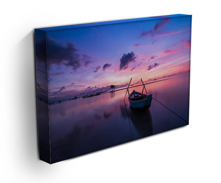 Pink Sunrise Over Lake Print - Canvas Art Rocks - 3